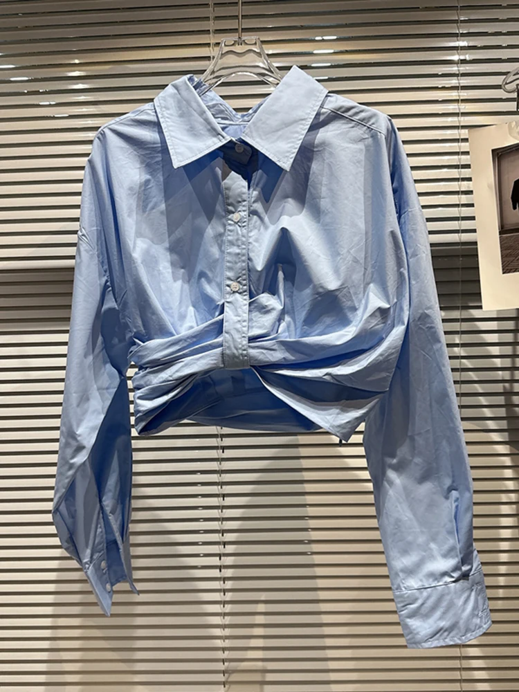 

HIGH QUALITY New Fashion 2023 Designer Shirt Women's Draped Asymmetrical Blouse Top