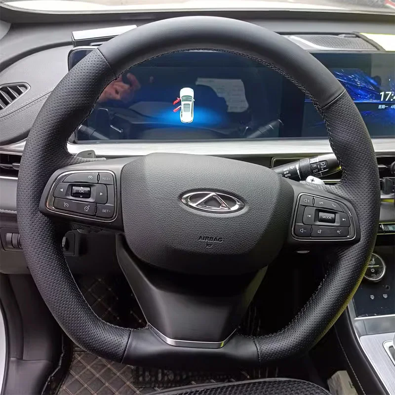 Натуральная кожа для Chery 2021-2022 Tiggo 8 Plus чехол на руль с ручным шитьем внутренняя