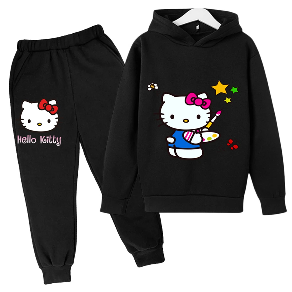 

Hello Kitty Kids Clothes Hoodies+pants Boys Girls Clothing Hello Kitty Hoodies Clothes for Teenagers Autumn Cute Anime Costume