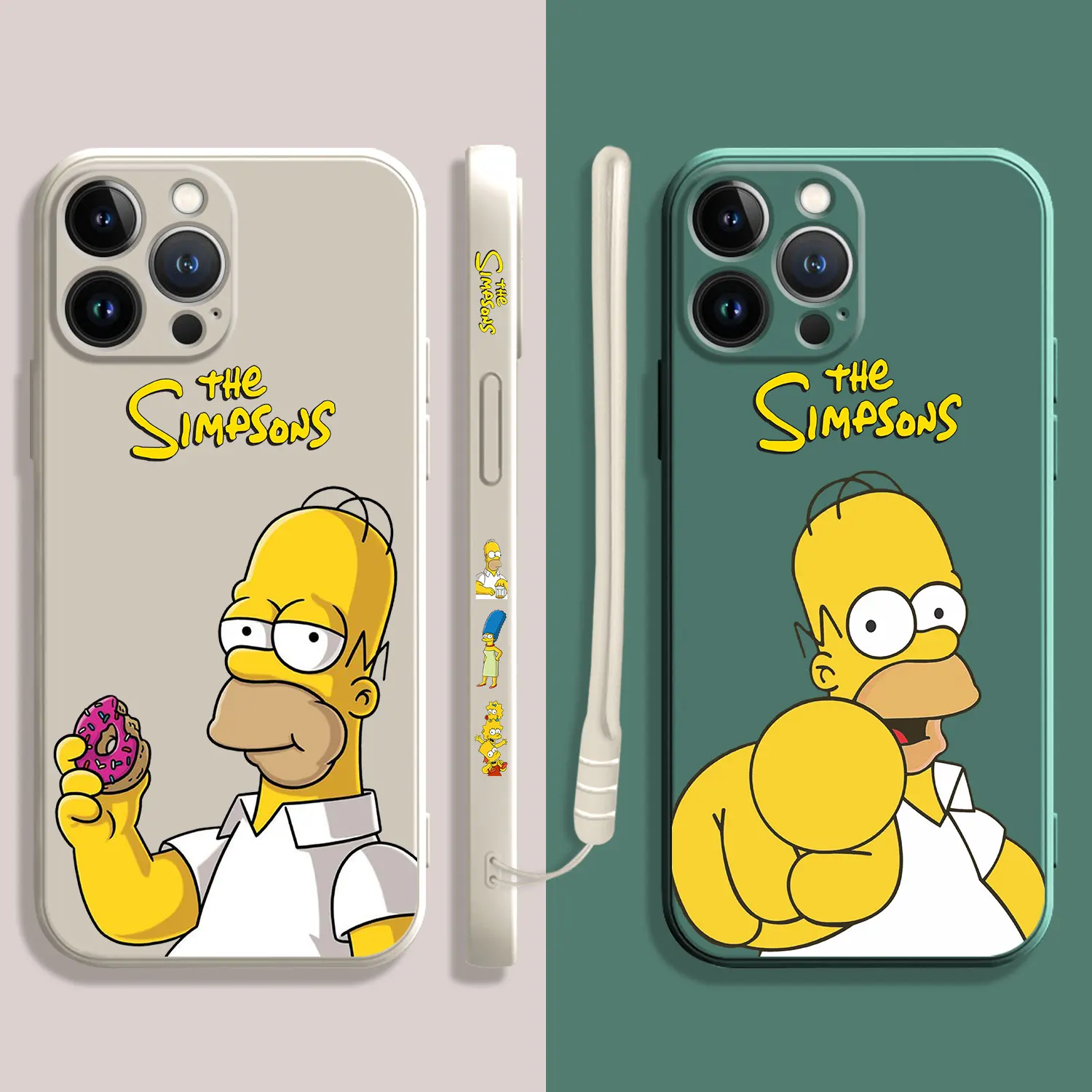 

Square Liquid Case For Apple iPhone 14 13 12 11 Pro Max 13 12 Mini XS XR X 7 8 6 6S Plus The Simpsons Homer J Simpson Donut