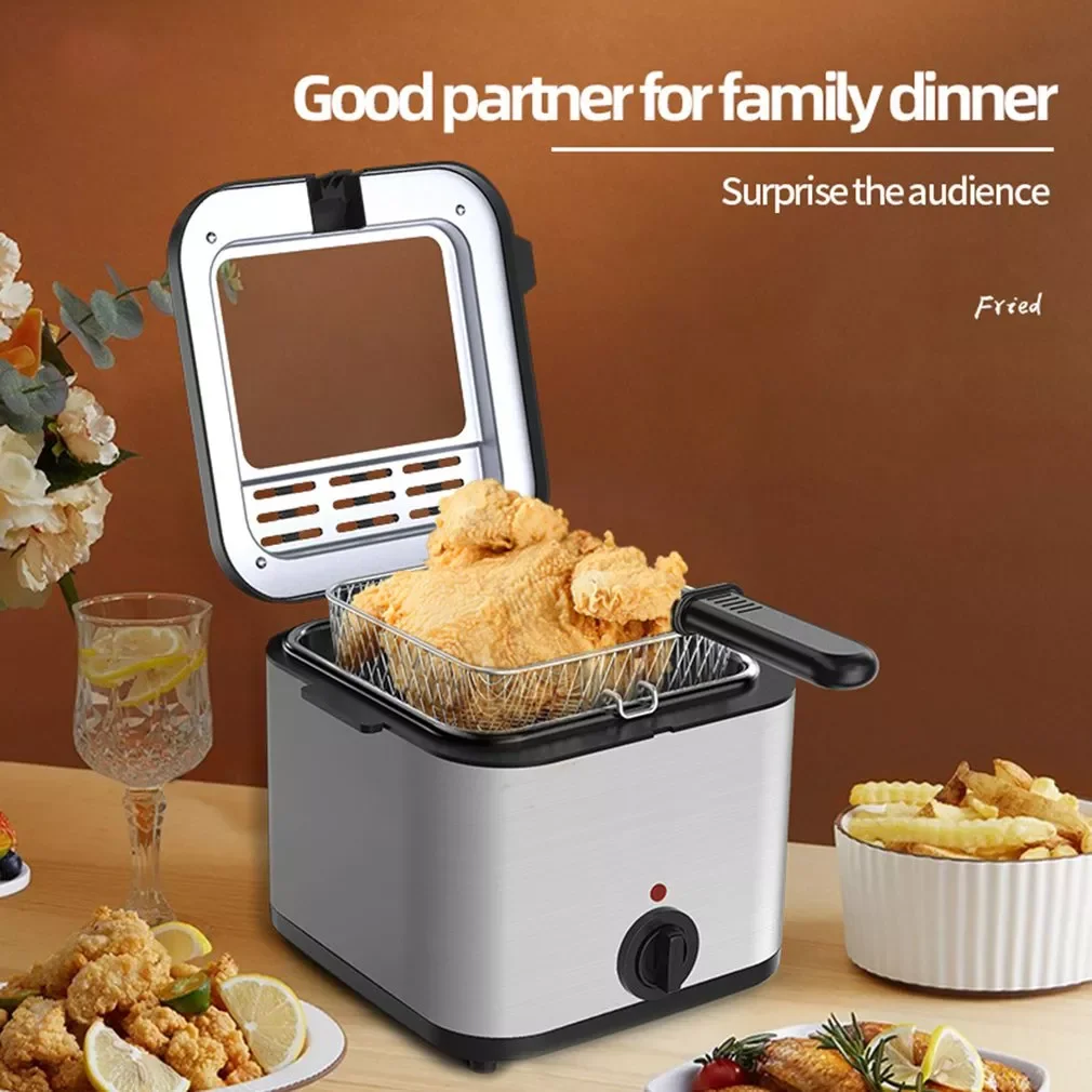 

NEW2023 2.5L Stainless Steel Deep Frye With Frying Basket Smokeless French Fries Chicken Frying Hot Pot Grill Hotpot Oven