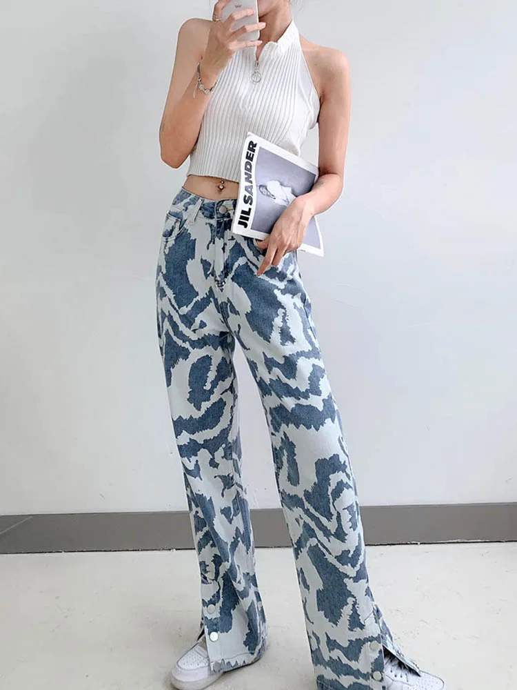 

Женские модные прямые брюки в стиле Харадзюку Y2k с завышенной талией, повседневные брюки в пол с широкими штанинами, лето-осень 2022