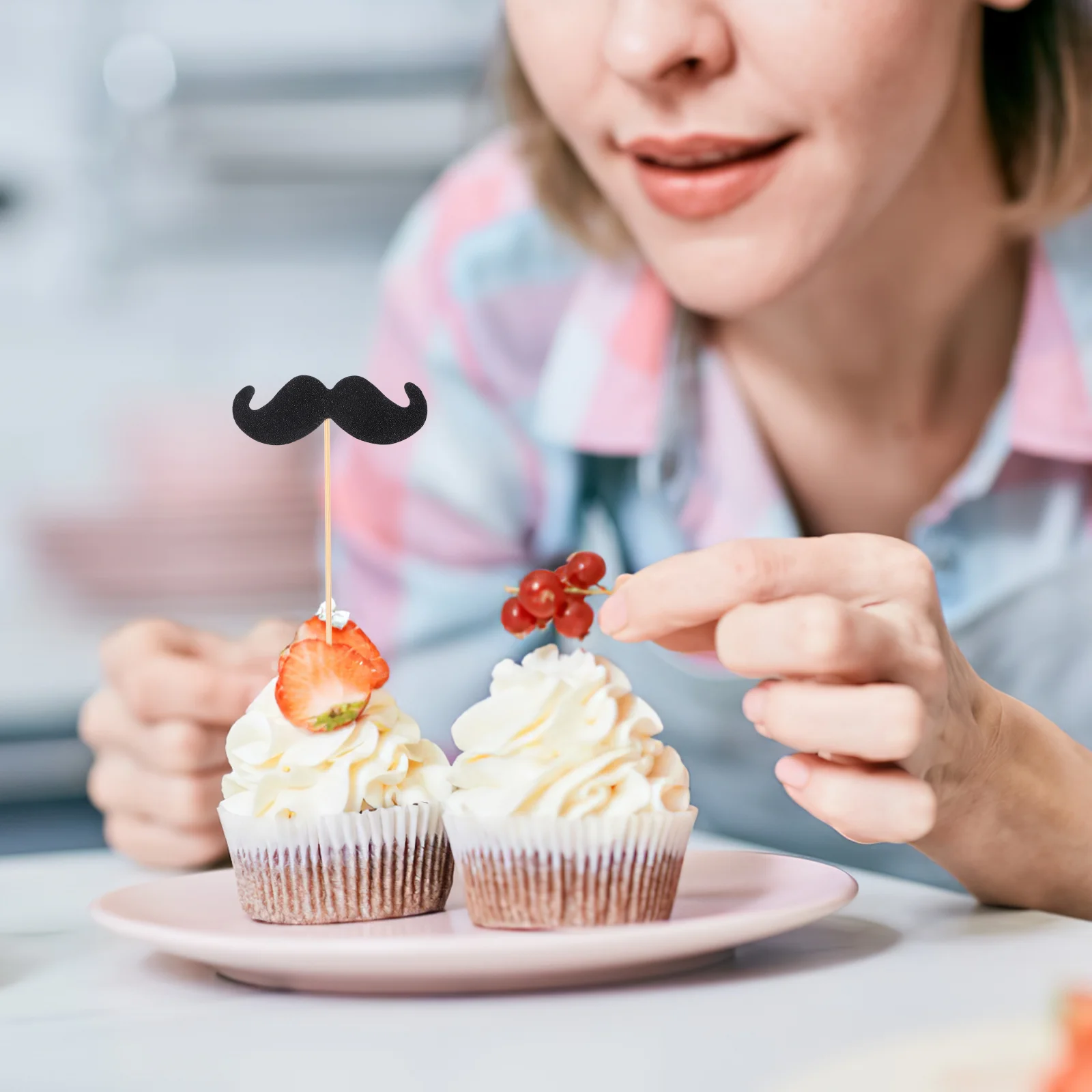 40 шт. цилиндр отца усы десертный топпер бамбуковый декор для вечеринки торта