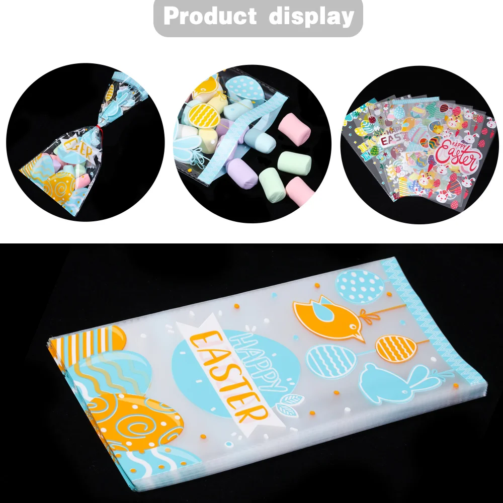 

50Pcs Cookie Bags Cute Easte Rabbit Ear Candy Biscuit Storage Pocket Transparent Snack Decoration Party Supplies 13X27cm
