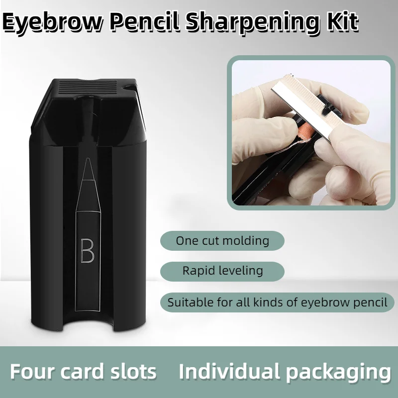 

Black Pencil Sharpener Holder Microblading Eyebrow Pencil Sharpener Tip Kit Four Card Slot Eyebrow Sharpener Beauty Tattoo Tools