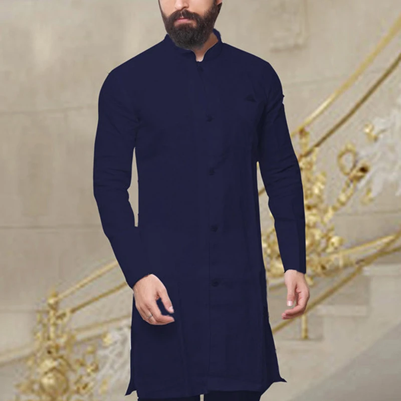 Мужская модная африканская одежда Kurta футболка турецкого Дубая мусульманская с