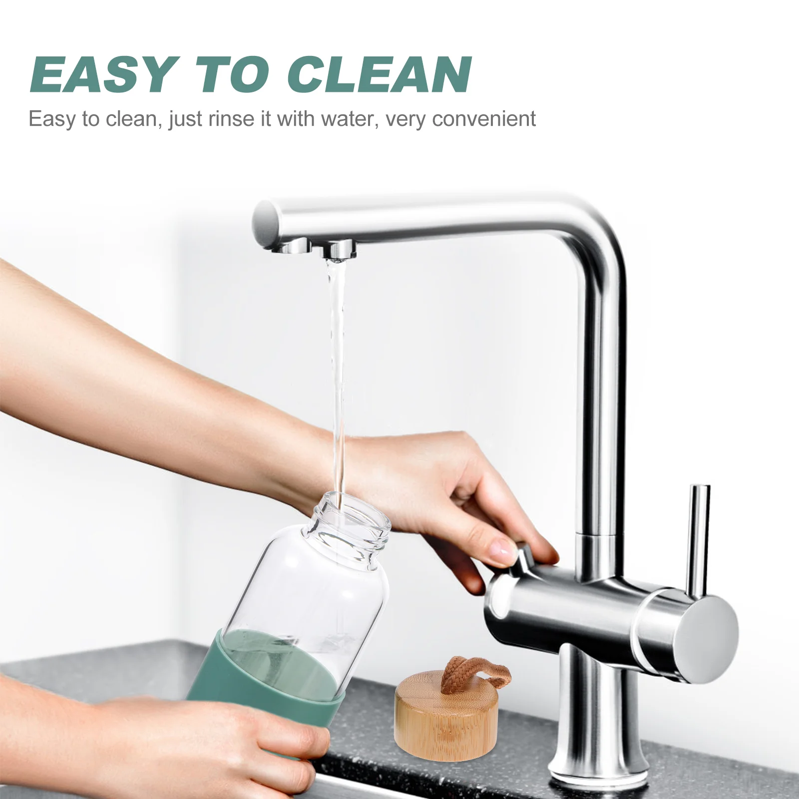 

Outdoor Glass Cup Mini Water Bottles Student Water Bottles Portable Water Cup Drinking Cup With Bamboo Cover