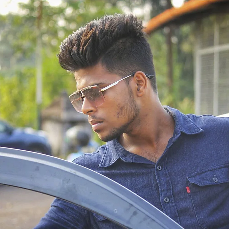 Модные квадратные солнцезащитные очки без оправы винтажные брендовые