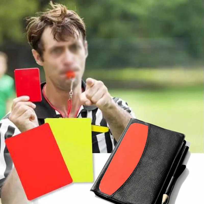 

Football Soccer Referee Card Sets Warning Referee Red and Yellow Cards with Wallet Score Sheets Notebook Judge Accessories Hot