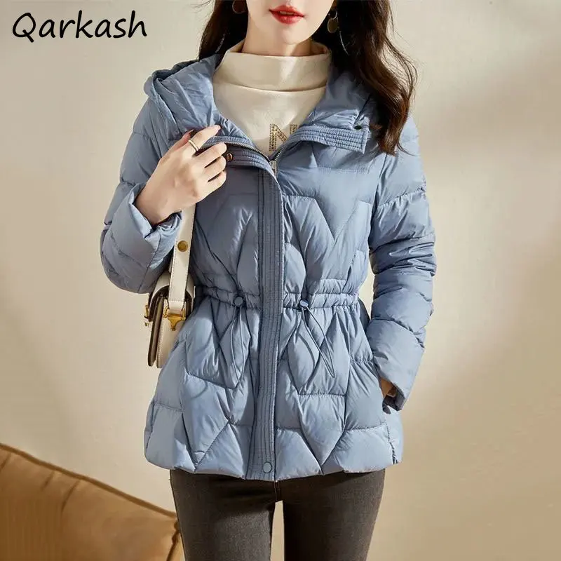 

Drawstring Hooded Parkas Women Elegant Solid for Ladies Thick Warm Zip Up Winter Coats 2022 Ropa Mujer Harajuku Minimalist Retro