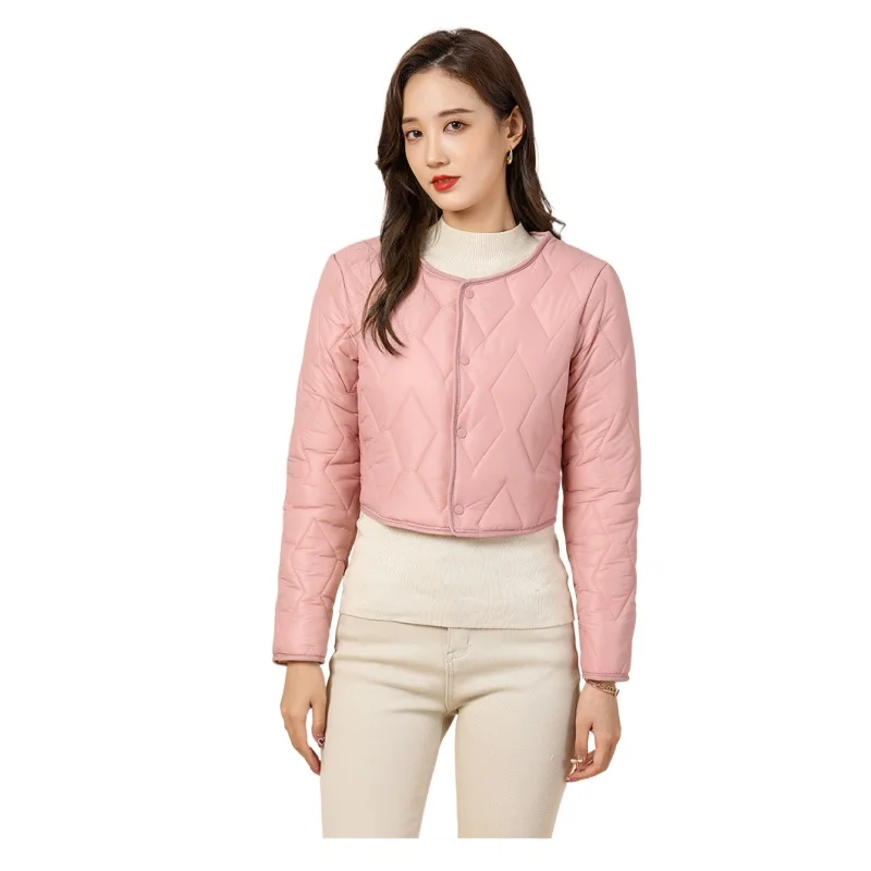 Women's Short Jacket Padded for Winter Casual Jacket Without Collar Padded Parka for Women New Portable 2021 Lamb Cropped Coat
