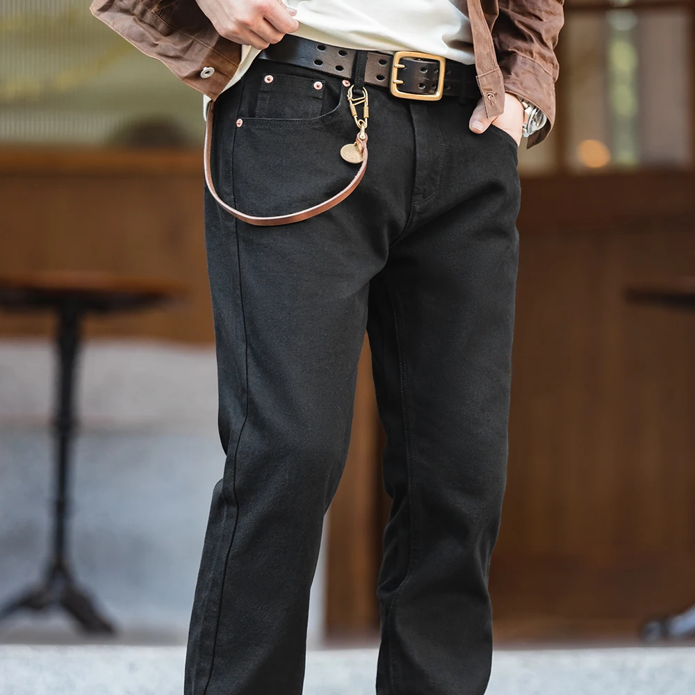 Мужские джинсы в стиле ретро Maden черные прямые брюки со средней талией и