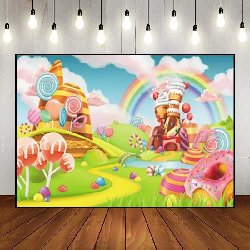 Конфеты с днем рождения фон для фотосъемки баннер стена земля тема красочные
