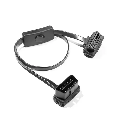 60 см OBD2 16-контактный между мужчинами и женщинами прямоугольный удлинительный кабель диагностический инструмент с кабелем переключателя питания OBD