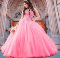 glitter rose pink quinceanera dresses puffy ball gown sexy sweetheart backless long sweet 16 year prom party dress for women