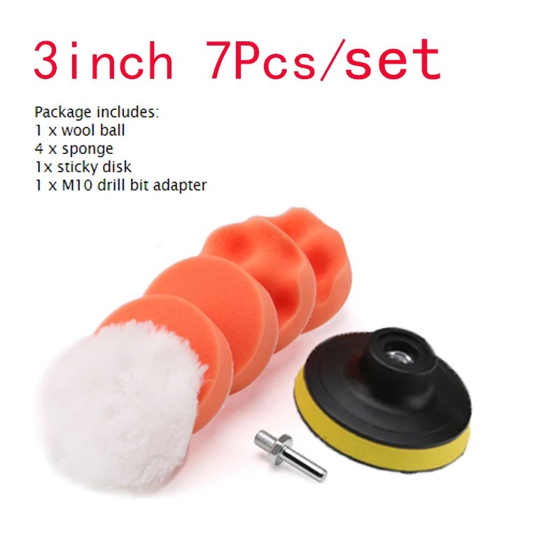 

7Pcs Car Polishing Disc Self-adhesive Polishing Waxing Set Sponge Wheel Wool Wheel Abrasive Tools Buffing Waxing Sponge