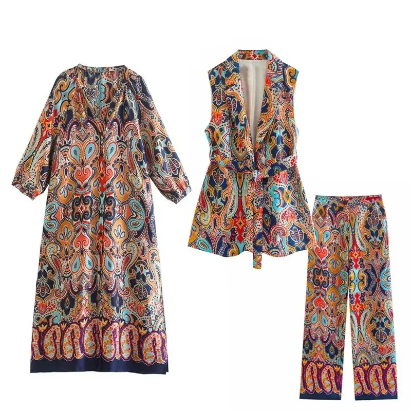 

Модель 2022 года, модные женские брюки с ремнем и завышенной талией, на молнии, с широкими штанинами, женские комплекты из двух предметов, женс...