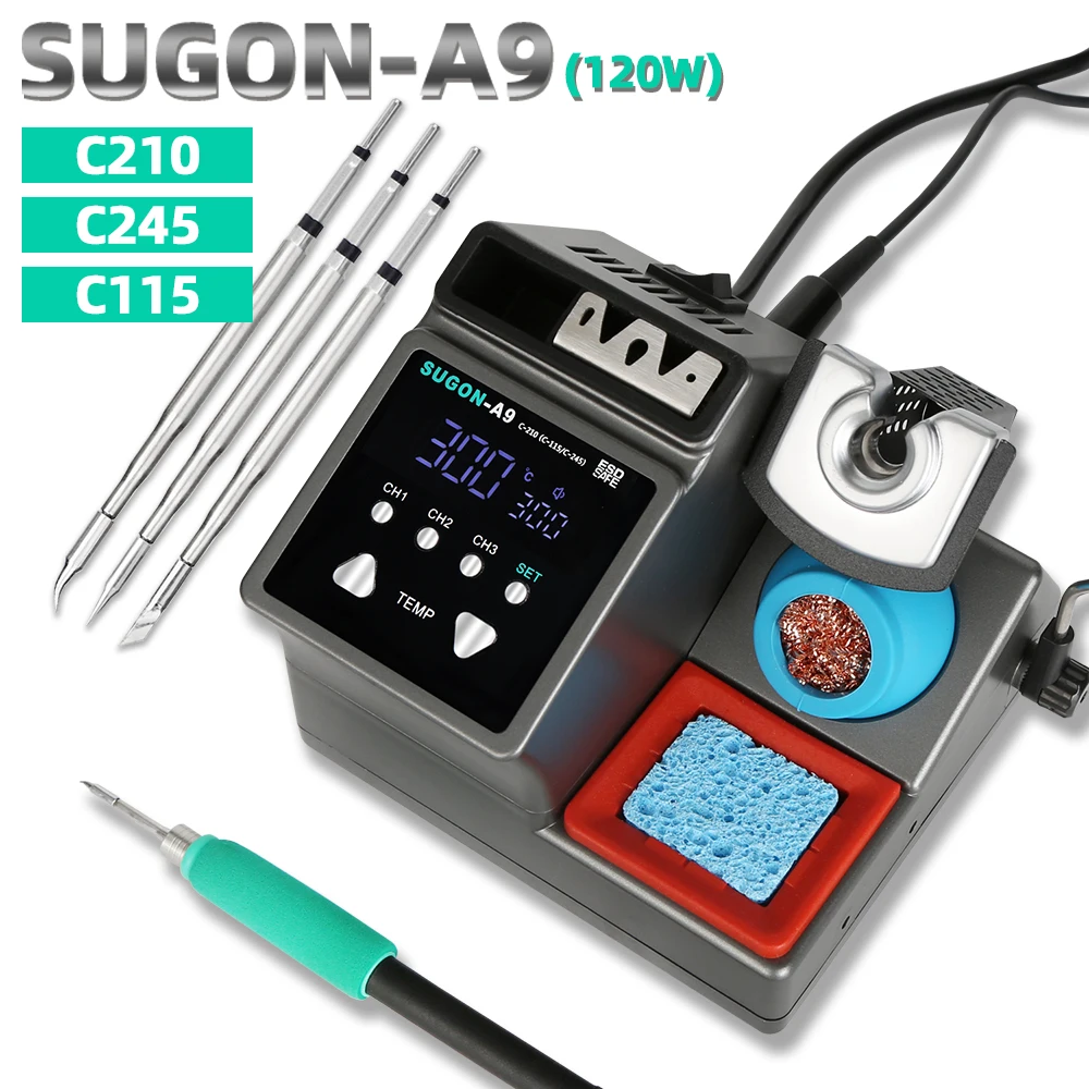 SUGON-A9 паяльная станция, совместимый с JBC паяльником C210/C245/C115, бессвинцовая электронная сварочная паяльная станция - изображение