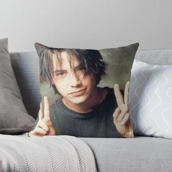 

Peace Sign Keanu Printing Throw Pillow Cover Sofa Case Fashion Bedroom Anime Fashion Comfort Square Home Pillows not include