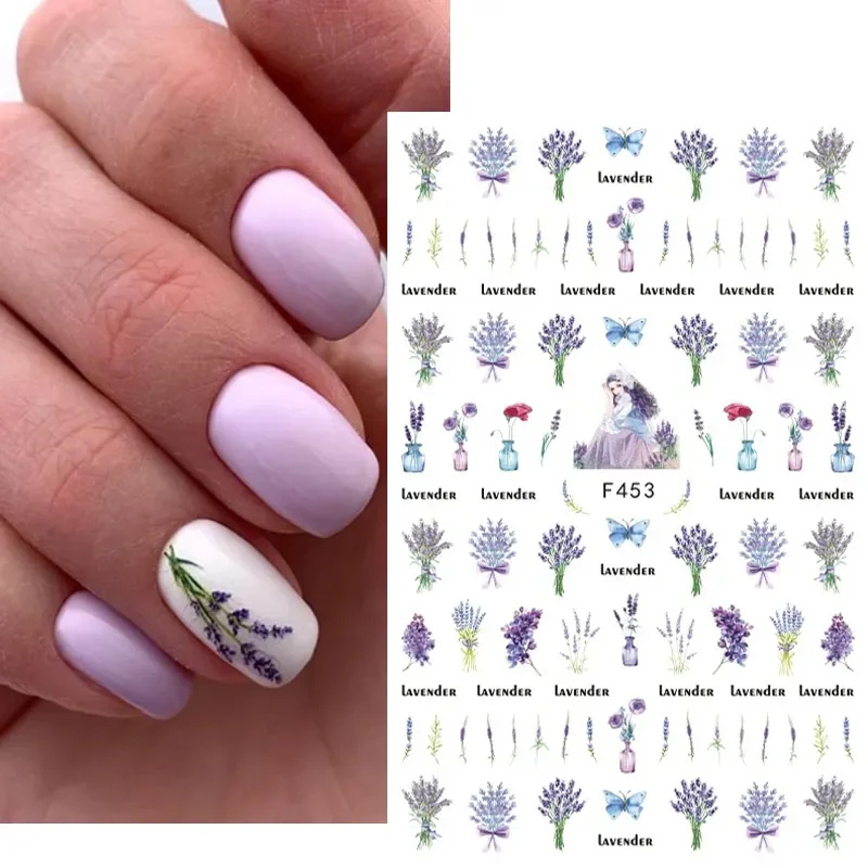 

Purple Petal Nail Art Stickers Lavender Nail Decoration Tips DIY Back Glue Nail Decals