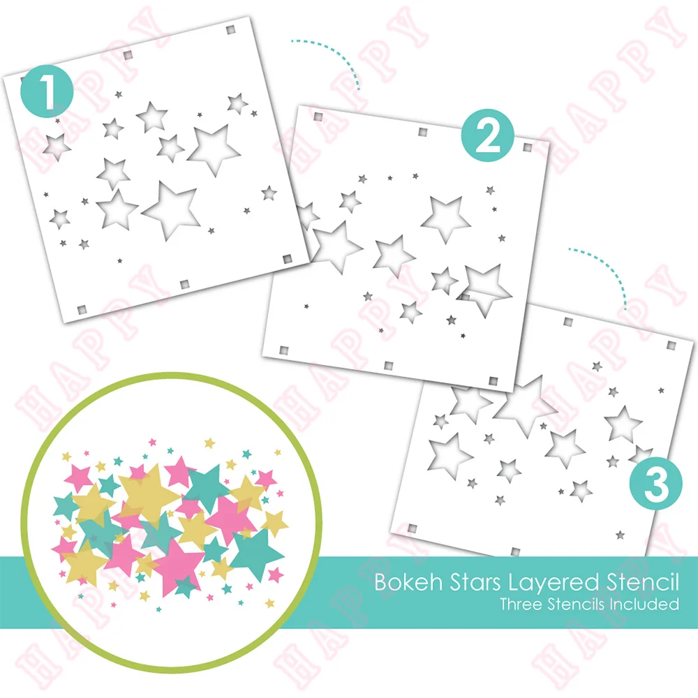 

2022 Summer New Bokeh Stars Layering Stencil Diy Scrapbooking Paper Greeting Cards Making Album Crafts Decoration Coloring Molds
