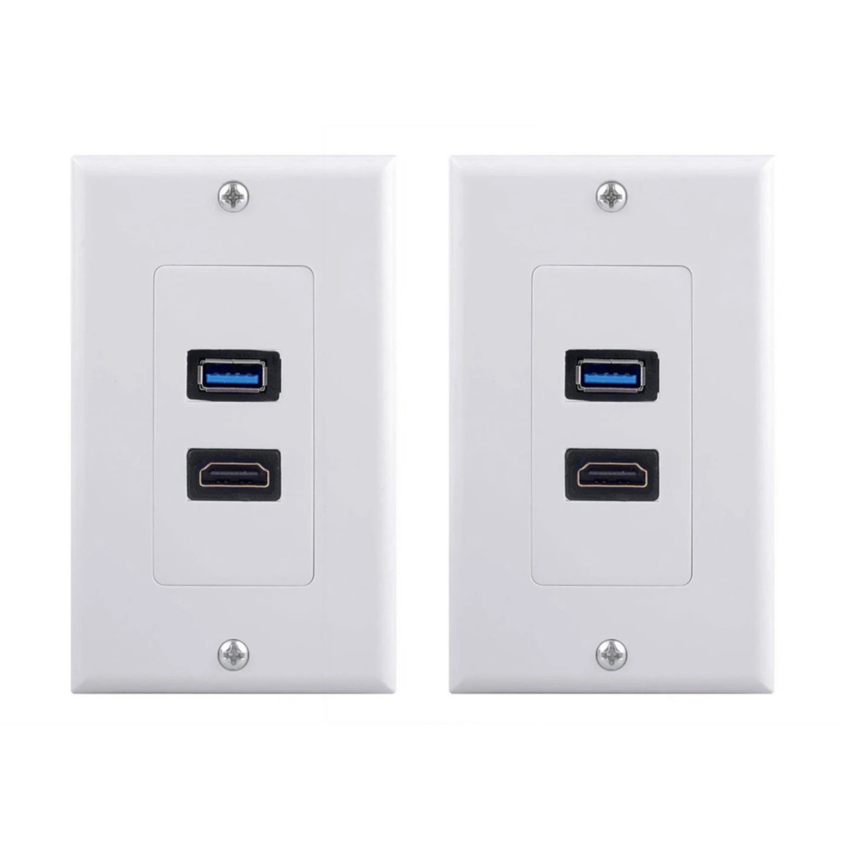 

3X 2Port HDMI+USB 3.0 Female Wall Face Plate Panel Outlet Socket Extender White