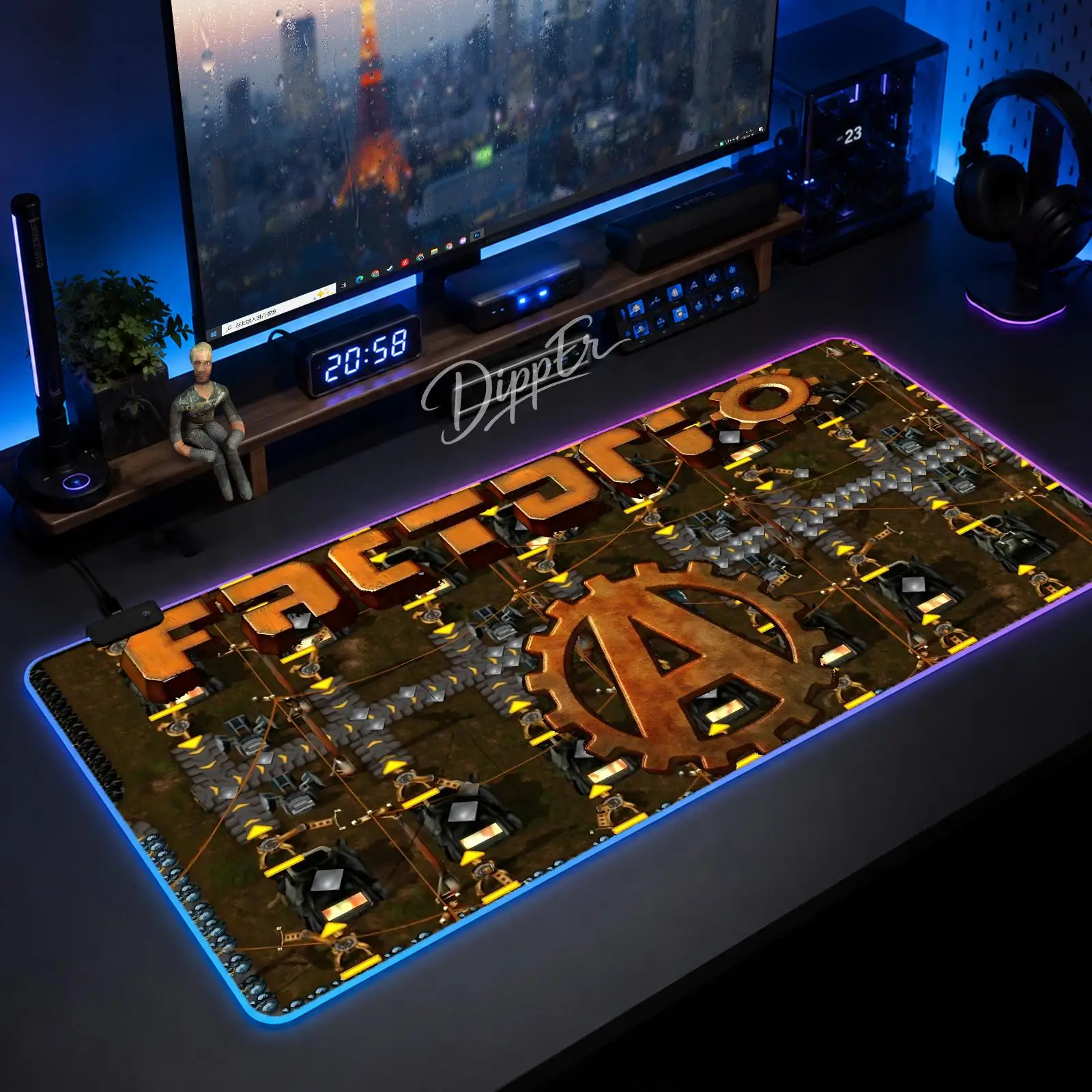 Фото Коврик для мыши A-Factorio, большой размер, светящийся LED-коврик для стола, XXL, игровой, нескользящий, резиновый, с подсветкой №1