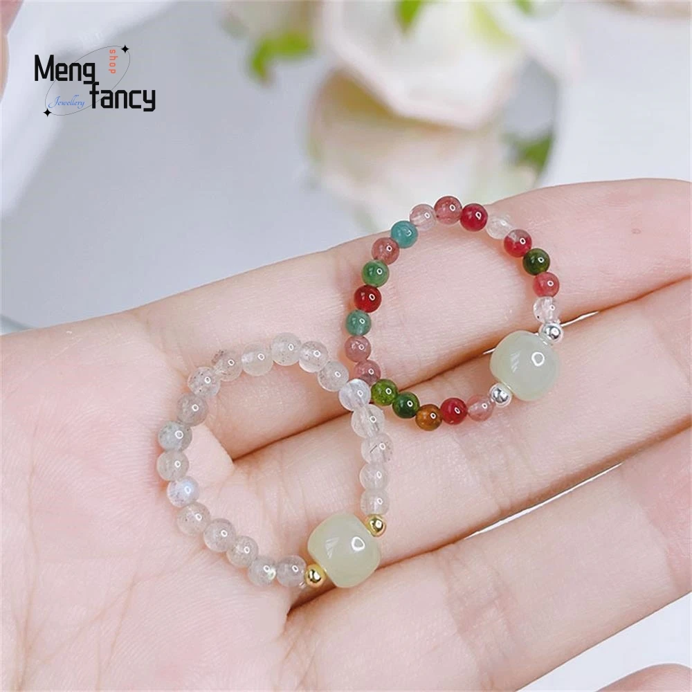 Женское кольцо из натурального турмалина в стиле ретро