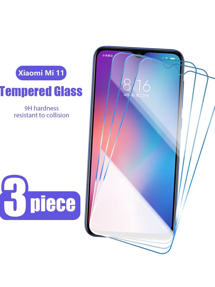 

Закаленное стекло для Xiaomi Mi 11 Lite 10 11T 10T Pro, Защитная пленка для экрана Xiaomi Poco X3 M3 F2 Pro F3, защитное стекло, 3 шт.