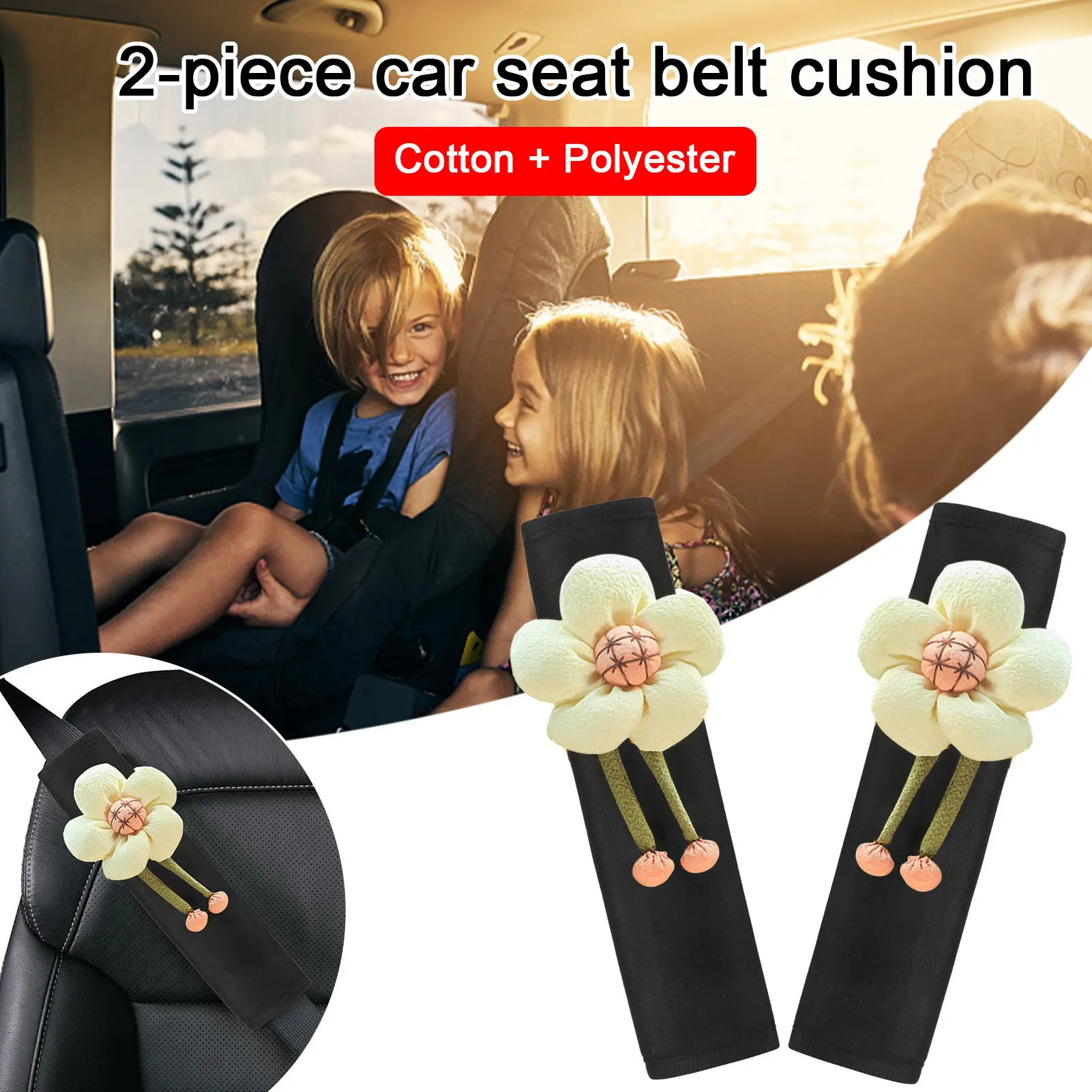 

1 Pair Flower Plush Car Sea tbelt Cover Soft And Comfortable Fluffy Plush Stuffed Flower Padded Toy Safety Seat Belt Strap Cover