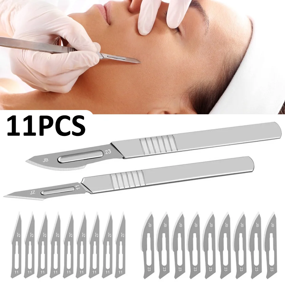11pcs Scalpel Sterile Blades Carbon Steel Blade DIY Cutting Tool Animal Surgical Hunting for Anatomy Practicing | Инструменты
