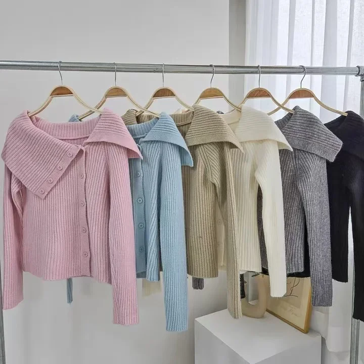 KUSAHIKI корейский осенне-зимний нишевый однобортный облегающий вязаный свитер с