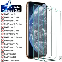 4pcs tempered glass for iphone 11 12 13 pro max mini screen protector for iphone x xr xs max 7 8 6 5 4 plus se2 tempered glass