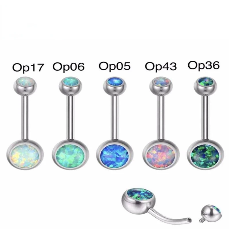 

ARVIN 1PC G23 Titanium Belly Button Rings 14G Internally Threaded Opal Gem Navel Piercing Dangle Earrings Body Jewelry For Women