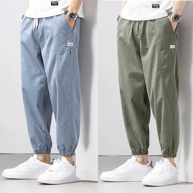 Men Chic Sweatpants Spring Summer Fashion Cargo Pants Loose Elastic Waist Harem Pants Male Joggers Trouser 2022 New Pantalones