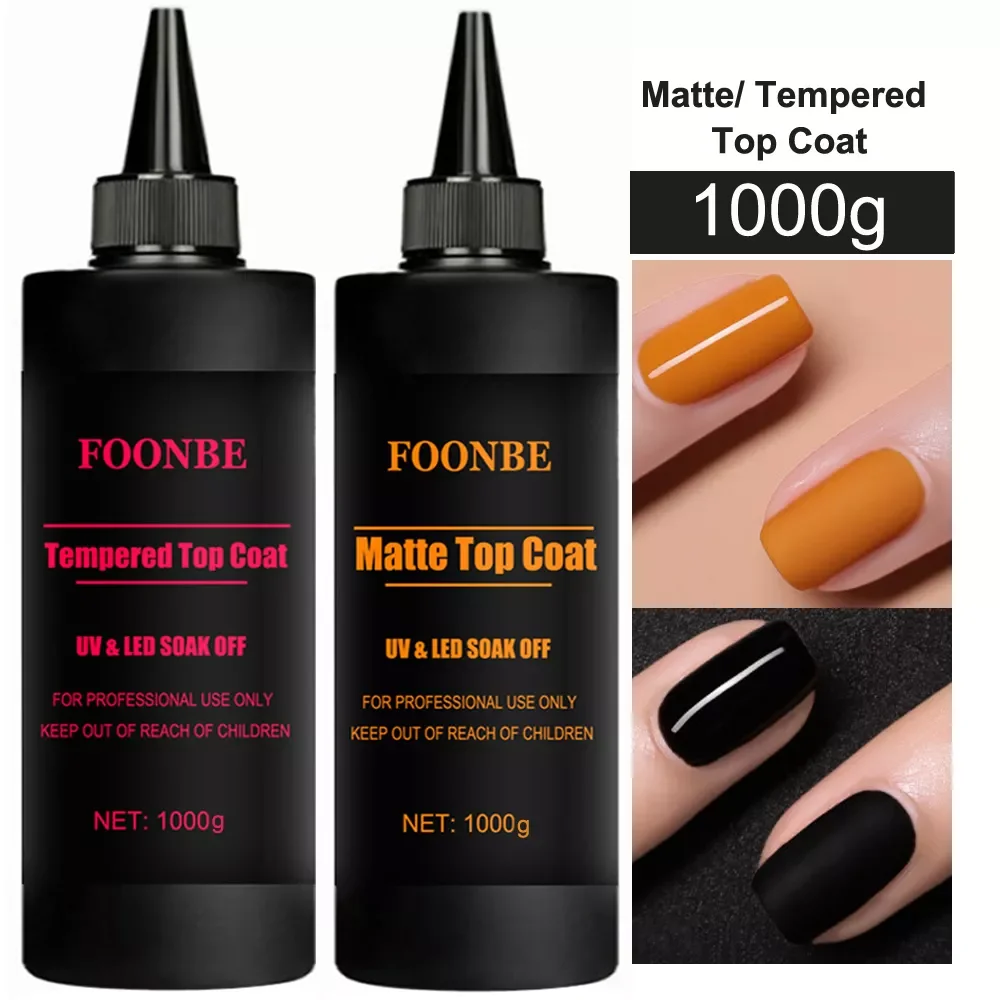 

NEW2023 High Capacity 1000g Nail Matte / Tempered Top Coat Removable Base Gel Primer Tips Reinforcement Extension Glue Functiona