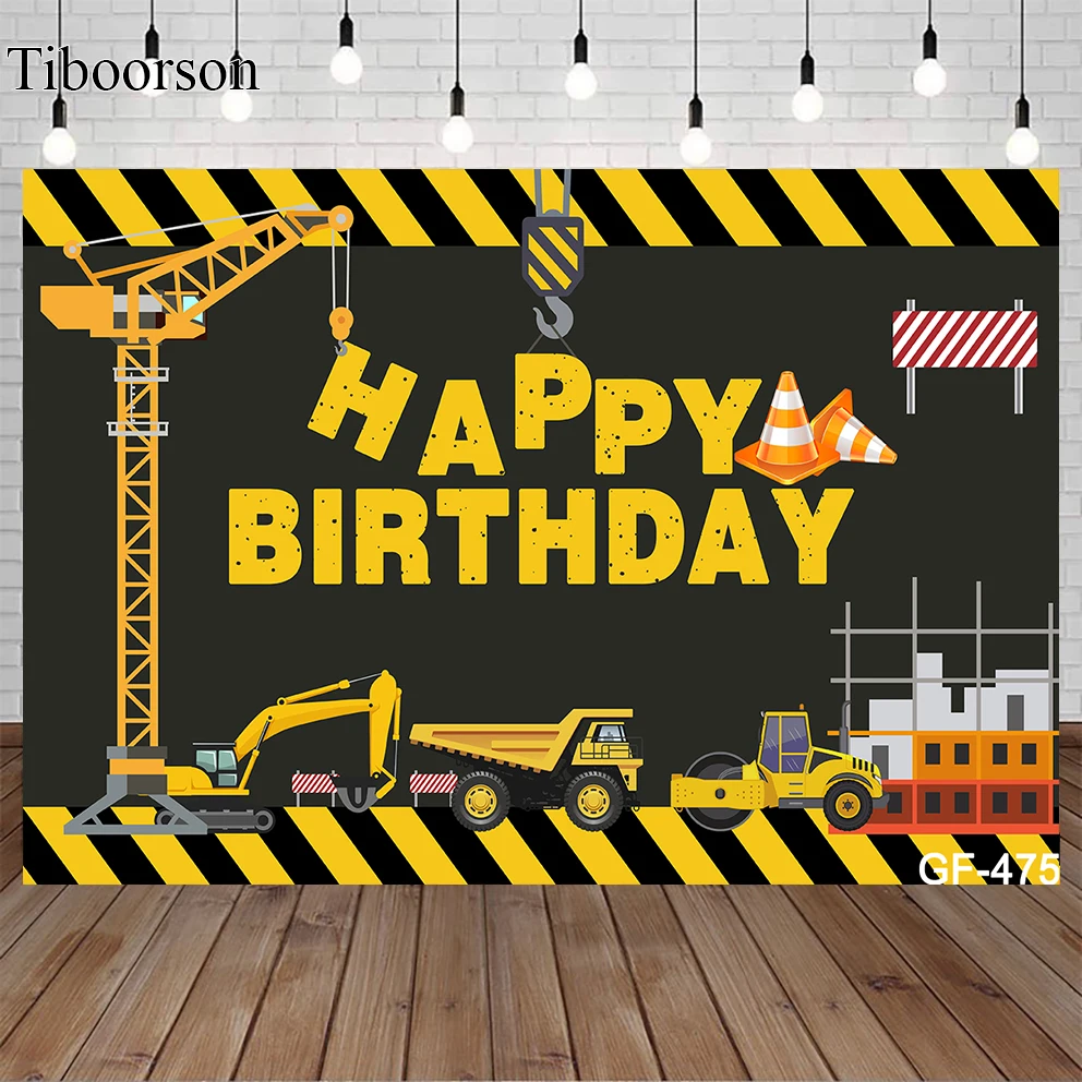 

Construction Team Backdrop Photographic Baby Birthday Party Decor Excavator Car Traffic Background Photography for Photo Studio