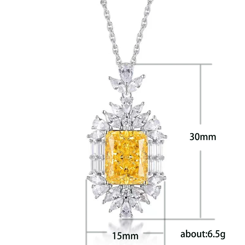 

New Sparkling Yellow Cubic Zirconia Necklace Women Wedding Anniversary Party Luxury Accessories Gift Trendy Jewelry Drop Ship