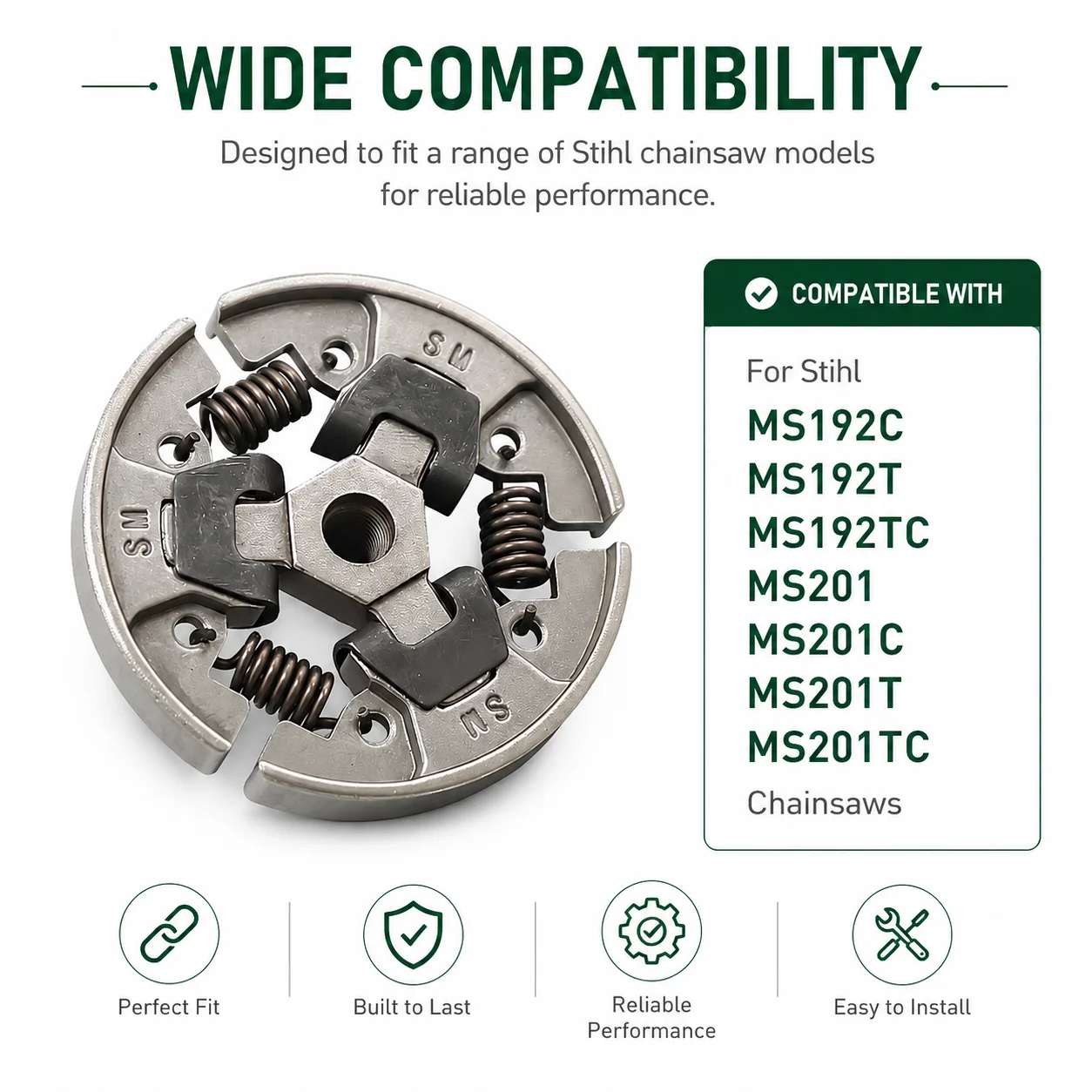 Фото Комплект сцепления 1137 160 2000 с барабаном для бензопил Stihl MS192C MS192T MS192TC MS201 MS201C MS201T MS201TC №1
