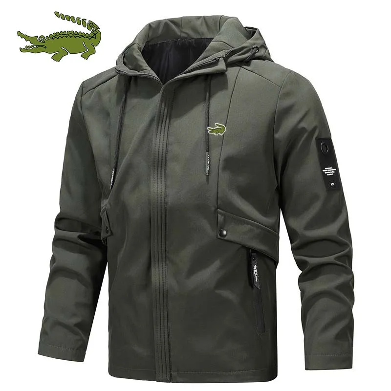 

Outdoor mountaineering high quality men's stormsuit zipper Hooded Jacket printed rainproof jacket sports jacke