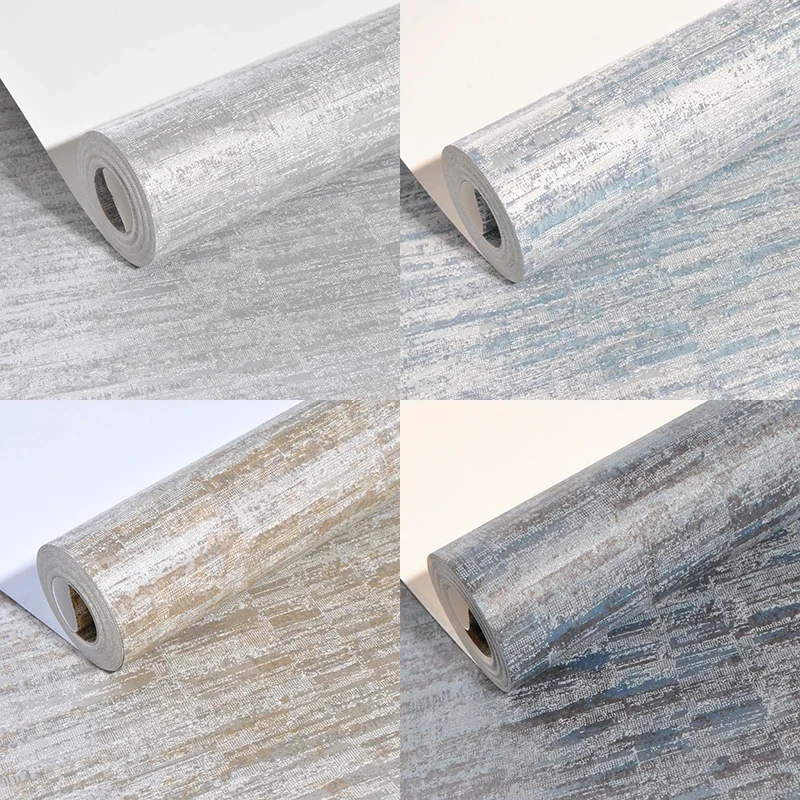 Современные однотонные металлические полосатые текстурированные обои серого