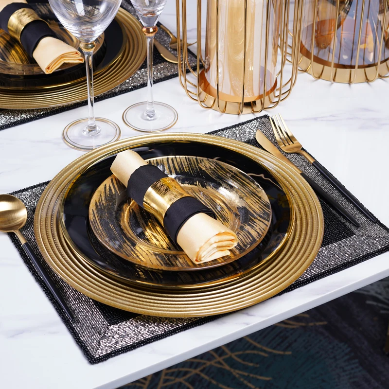 

Luxury Creative Plate Sets Dinner Serving Steak Knife Fork Dish Dinning Plate Sets Tableware Modern Platos Dinnerware