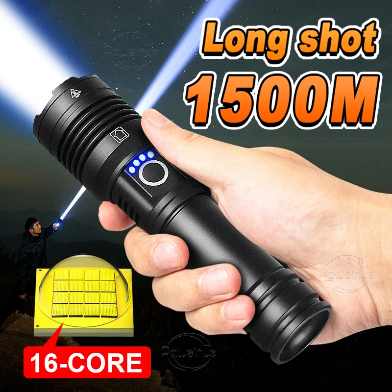 

King Of Value For Money XHP160 High Power LED Flashlights 18650 Tactical Torch Rechargeable Light Camping Lantern For Emergency