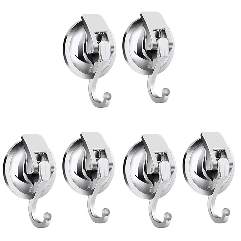 

Heavy Duty Vacuum Suction Cup Hooks (6 Pack) Specialized For Kitchen Bathroom Restroom Organization