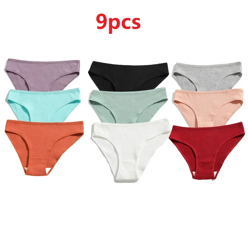 9 Pcs Women's Panties Sexy Women's Underwear Female Underwear Cotton Briefs Underpanties Young Girl Underwear Low Waist