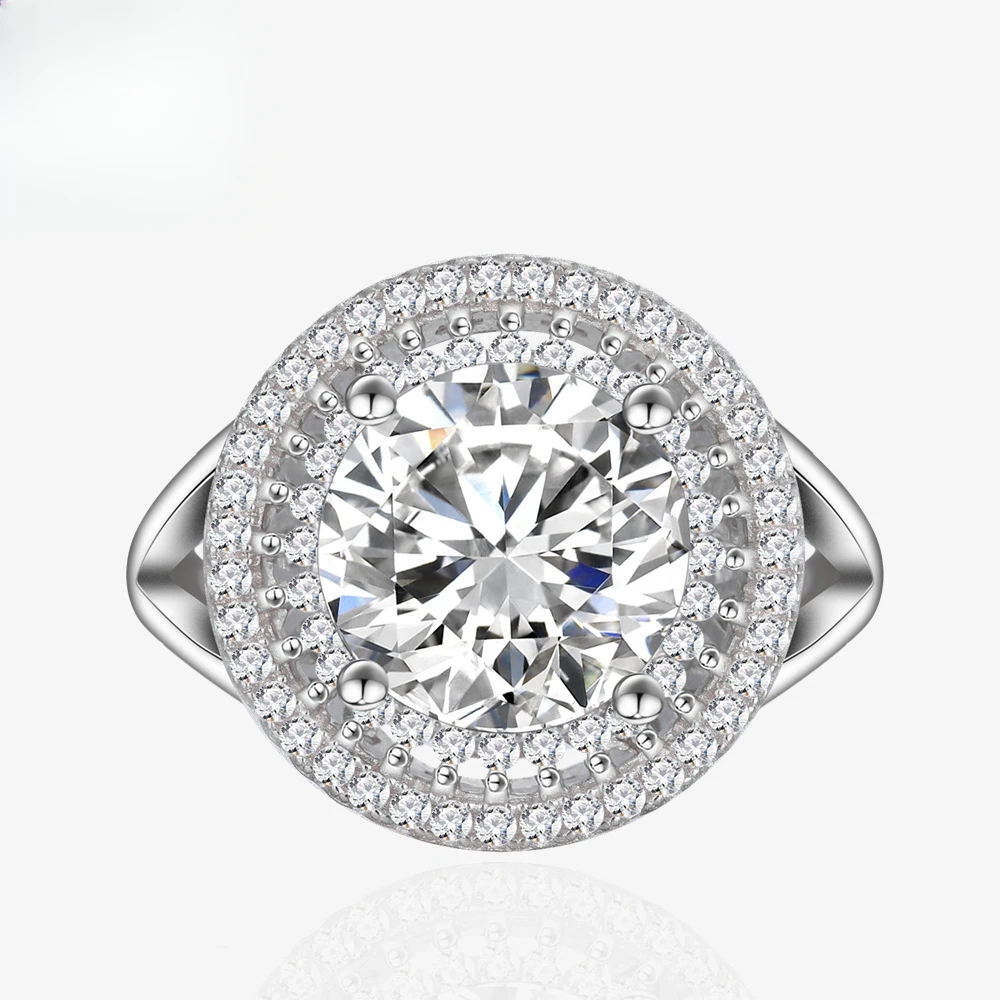 10 мм круглое серебряное кольцо с ярким огранюванням и высокоуглеродистым