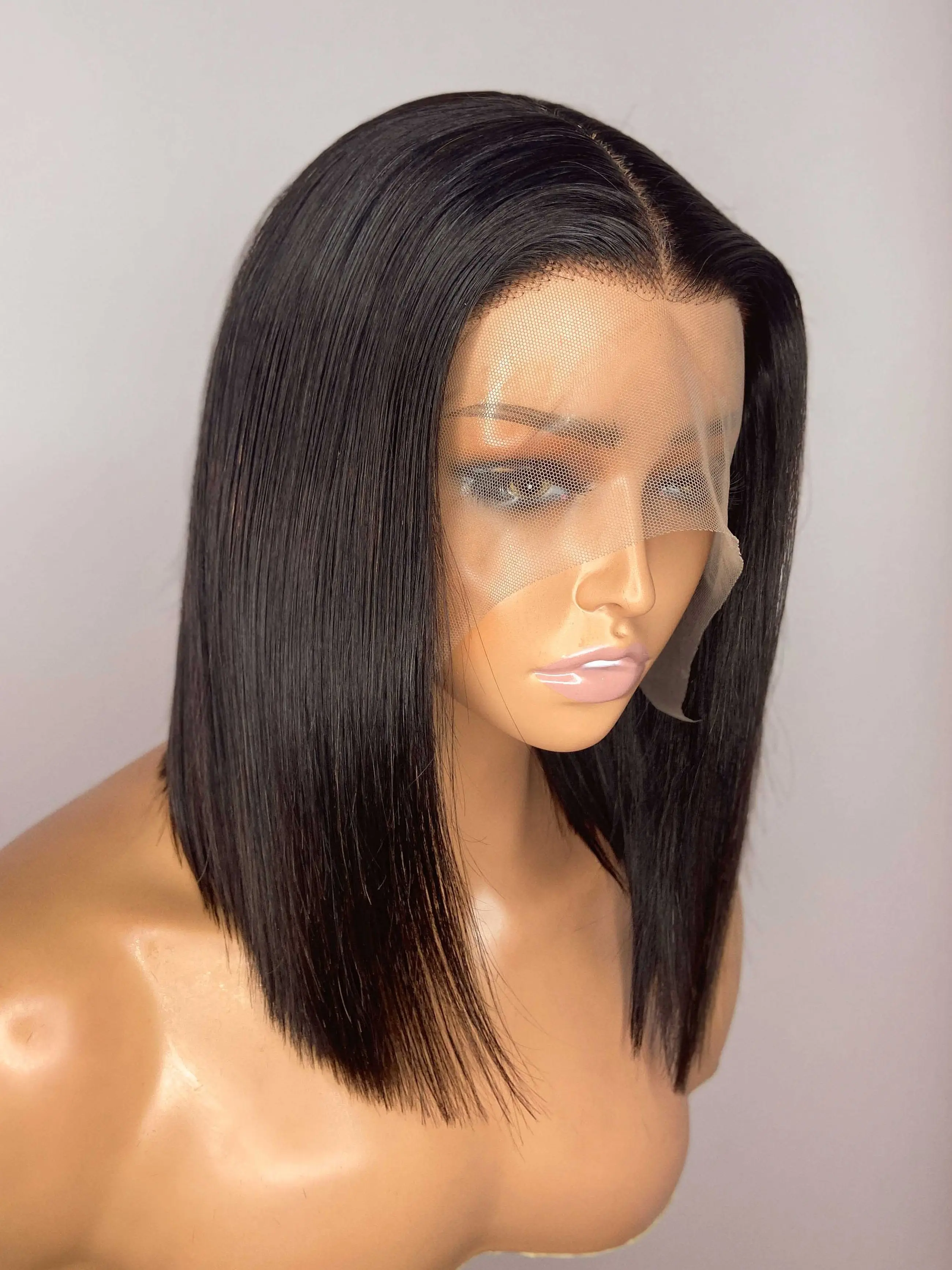 T Part Lace Short Bob Wig Brazilian Straight Wig 13x1 Human Hair Wigs for Black Women Pre Plucked Remy Lace Part Wigs