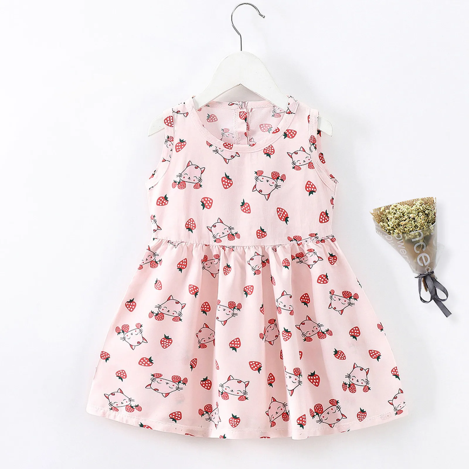 

2023 Summer Girls Dress 1-7 Year Toddler Kids Baby Girls Clothes Sleeveless Printed Casual Party Dress Princess Dresses Outfits