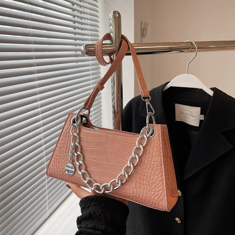 

Кожаные сумки через плечо с узором под камень для женщин, популярные женские сумки на цепочке, дорожная сумка через плечо, женская модная тр...