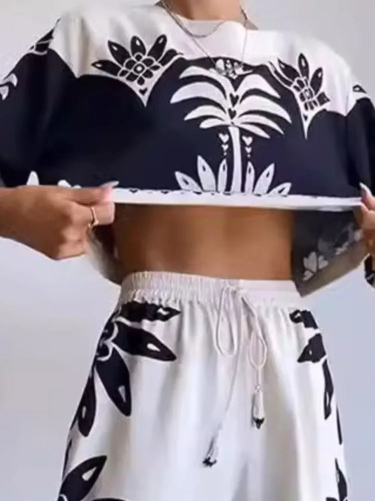 Женский Повседневный костюм из двух предметов Свободный укороченный топ с